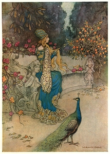 Preziosa in the Garden [1911] by Warwick Goble [1862–1943]